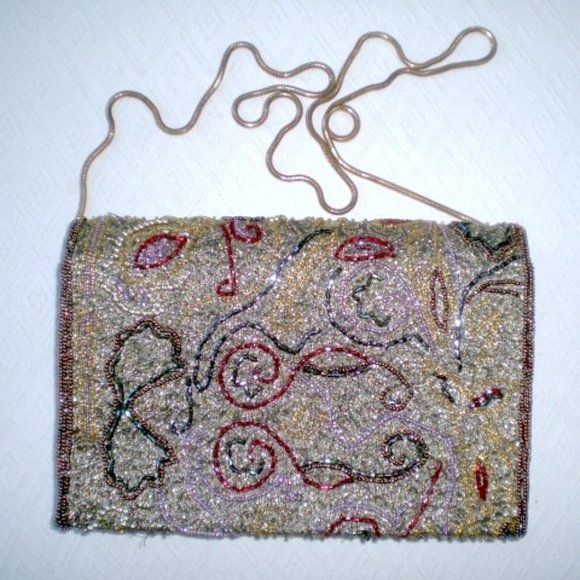 Vtg Delill beaded clutch shoulder evening bag - Picture 2 of 13